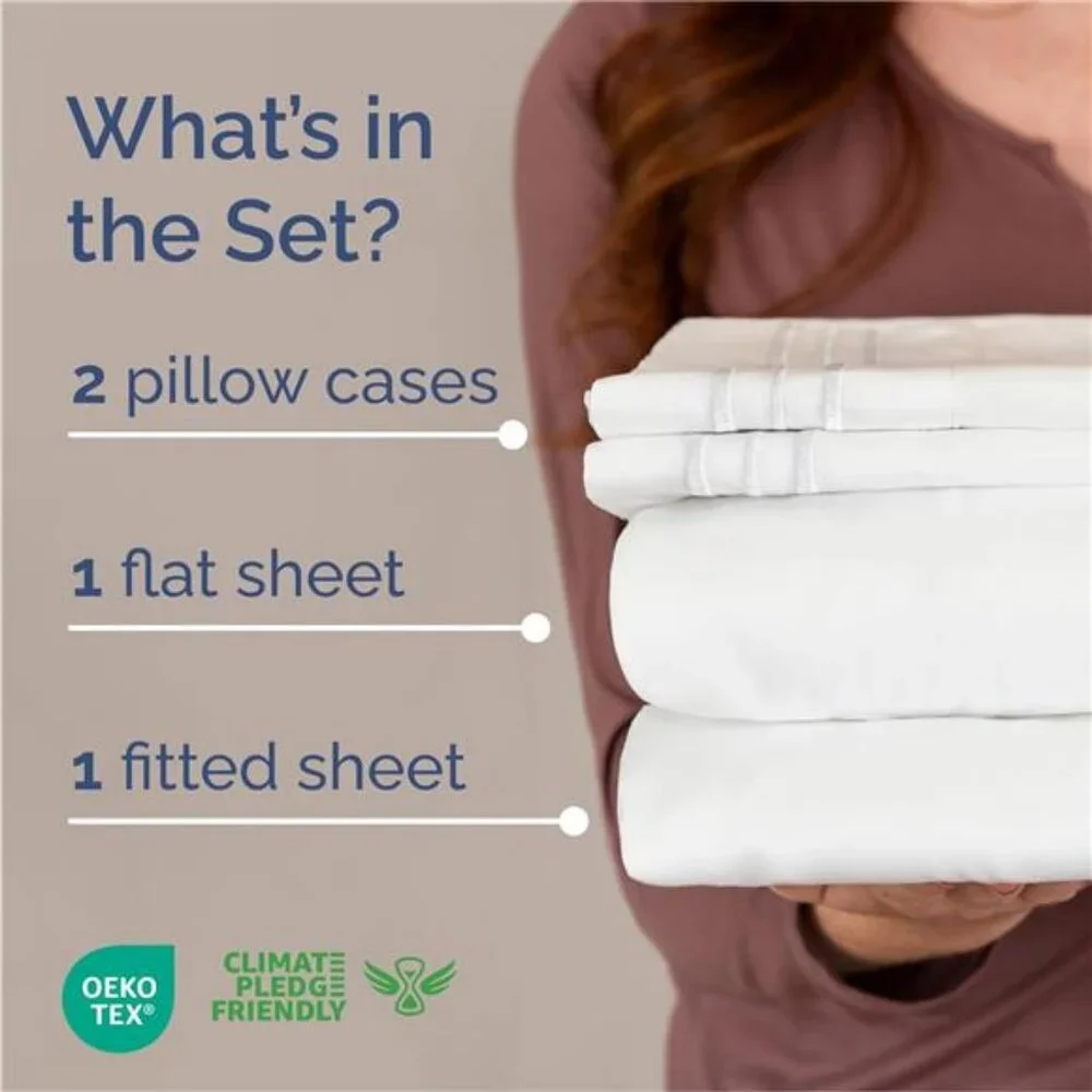 Queen Size 4 Piece Sheet Set - Comfy Breathable & Cooling Bed Sheets Set -